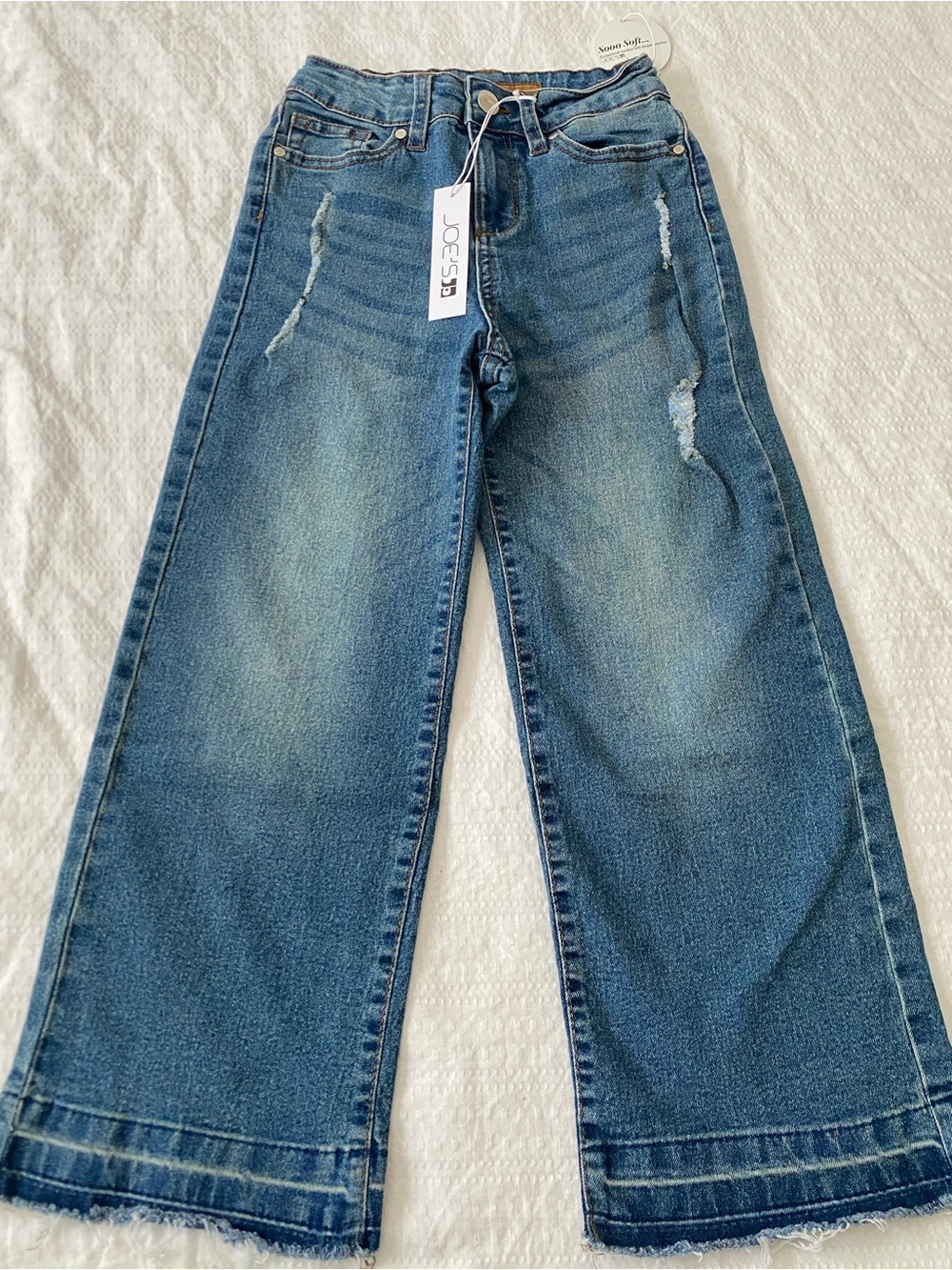 Joe's Jeans Wide Leg Distressed Blue Denim